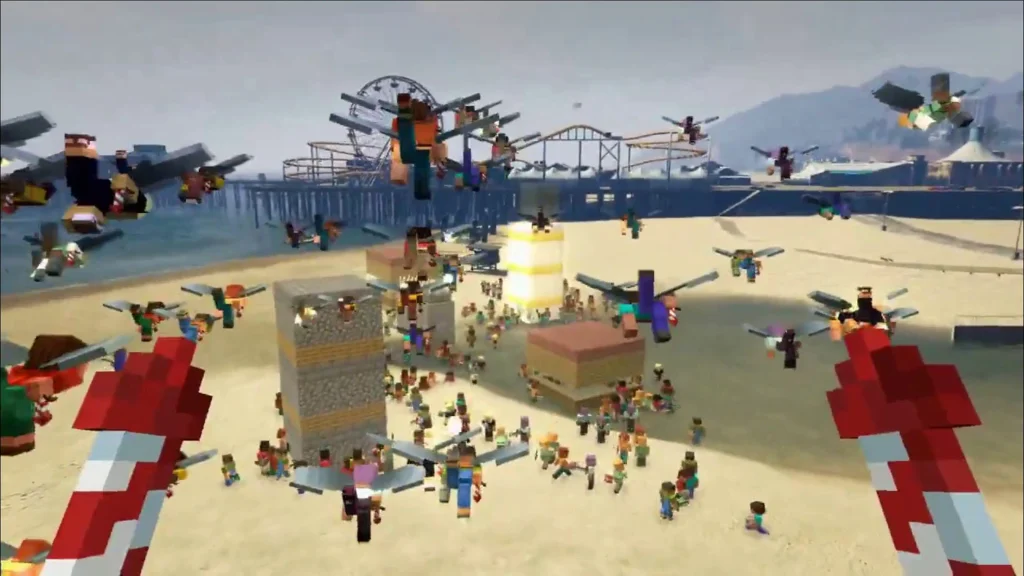 Стив из Minecraft на улицах Лос-Сантоса в GTA 5 – игровая модификация для платформы Melty